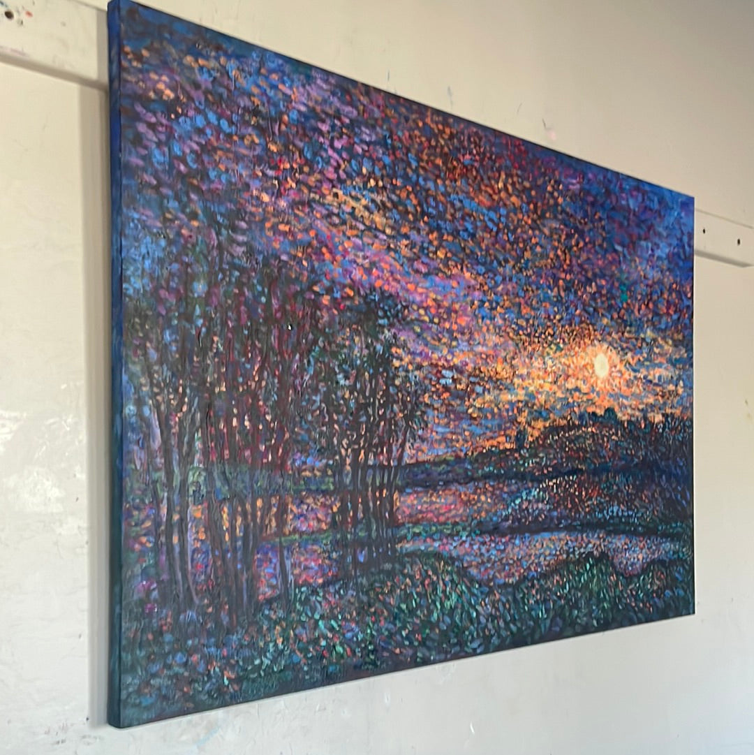 Original painting - Sunset off our deck -lk don Pedro - 36 x 24 x 1