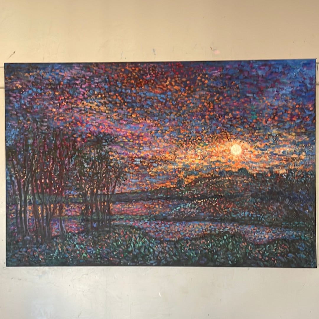 Original painting - Sunset off our deck -lk don Pedro - 36 x 24 x 1