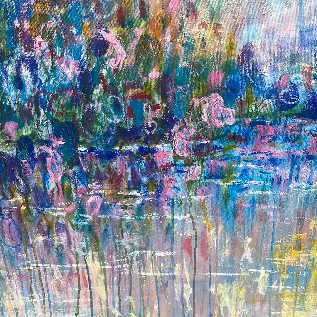40x30x1.5 - Original Painting - Abstract Wildflower Stream -oil and cold wax