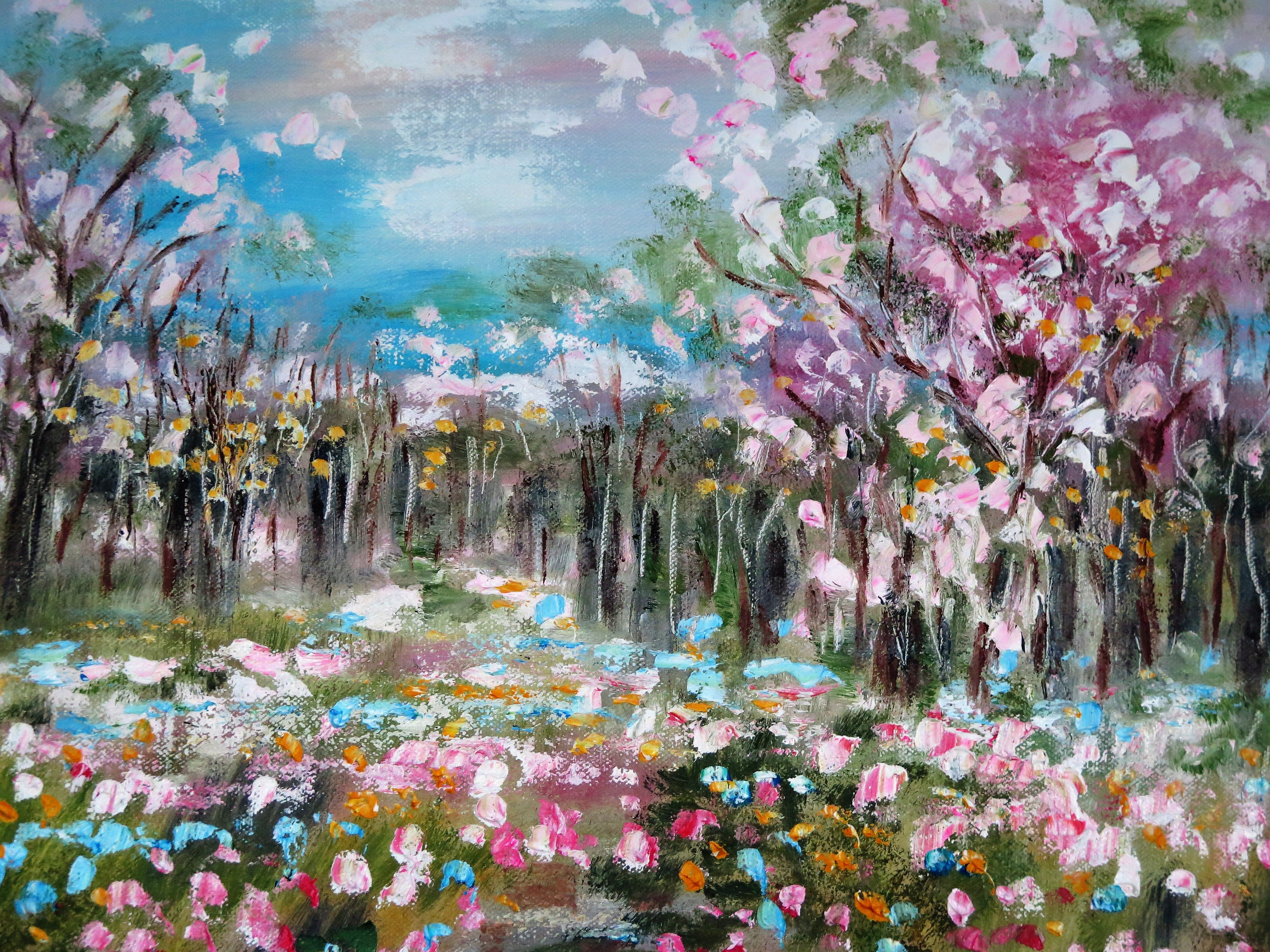 Original painting - Cherry Tree Blossom Path 24 x 20