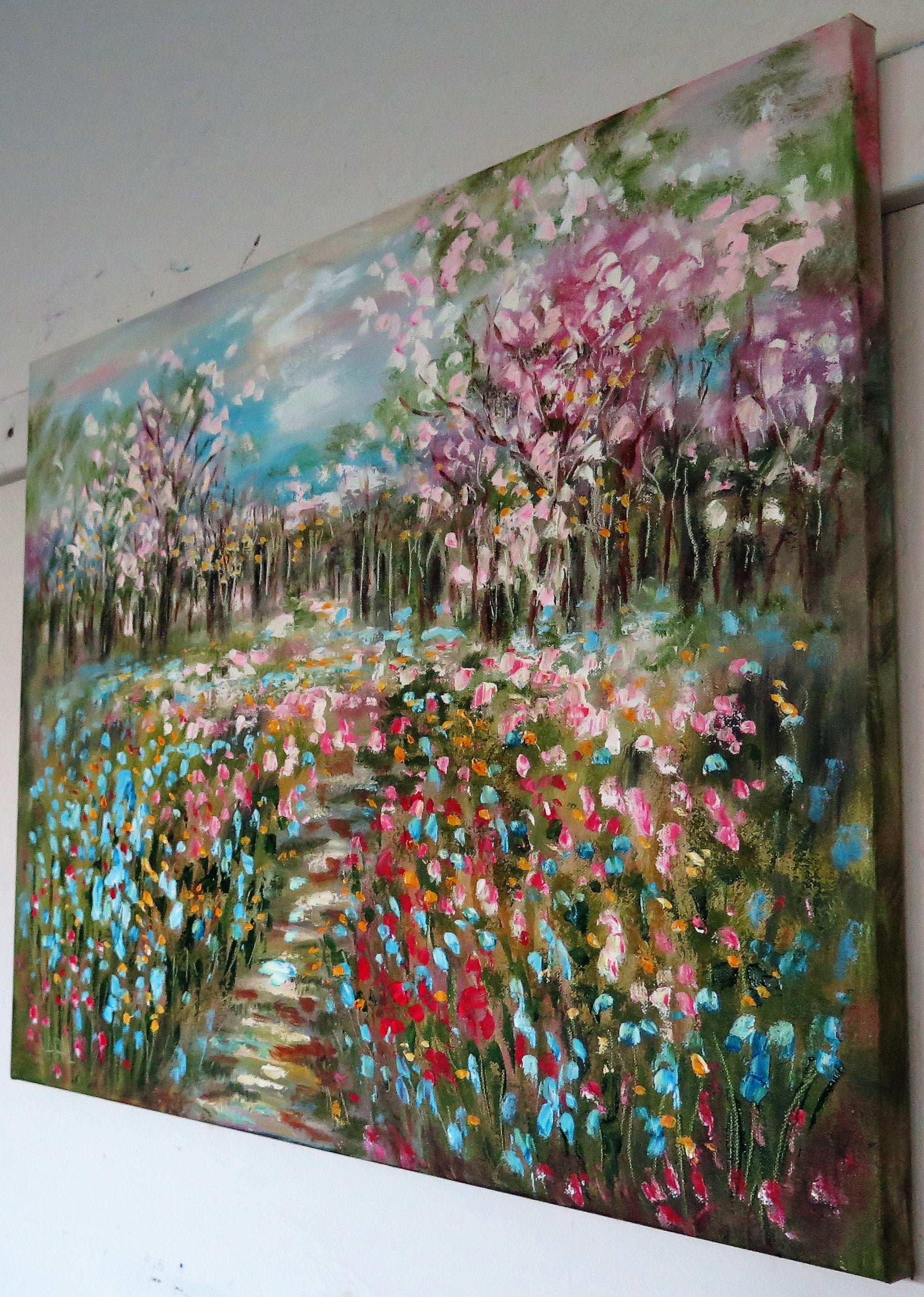Original painting - Cherry Tree Blossom Path 24 x 20