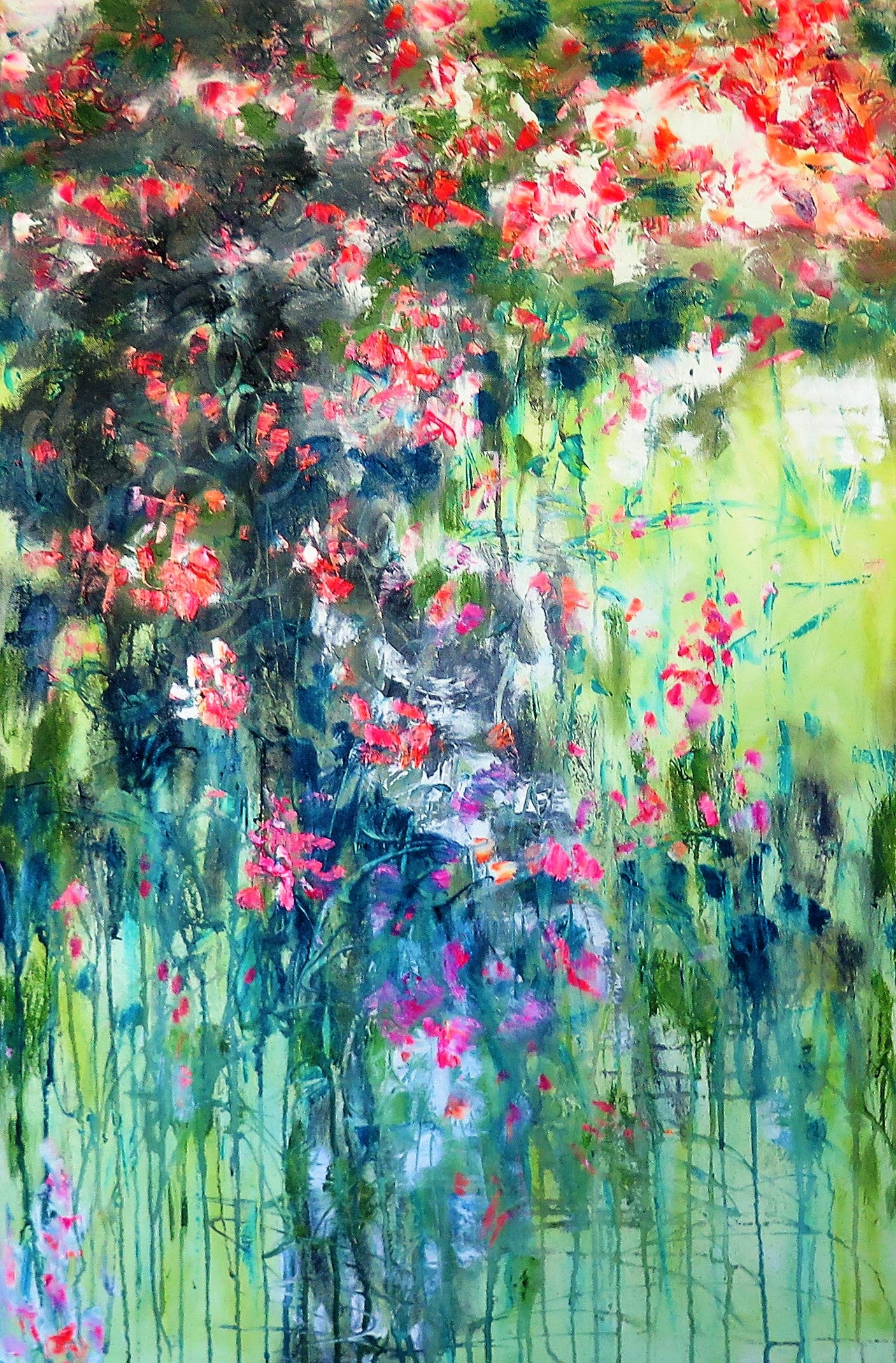 36x24x1 - Original Painting - Ambers Garden -oil and cold wax painting