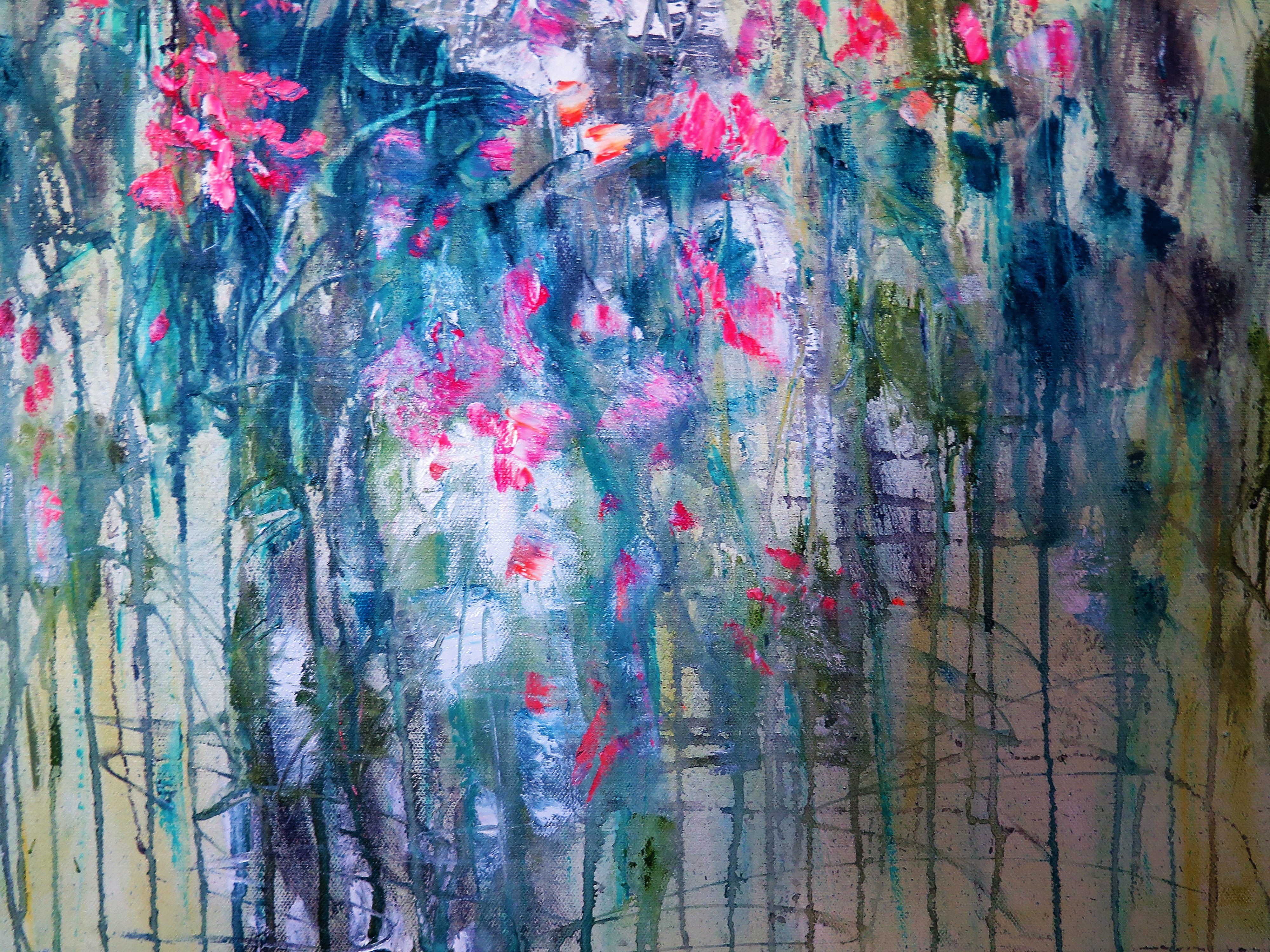 36x24x1 - Original Painting - Ambers Garden -oil and cold wax painting