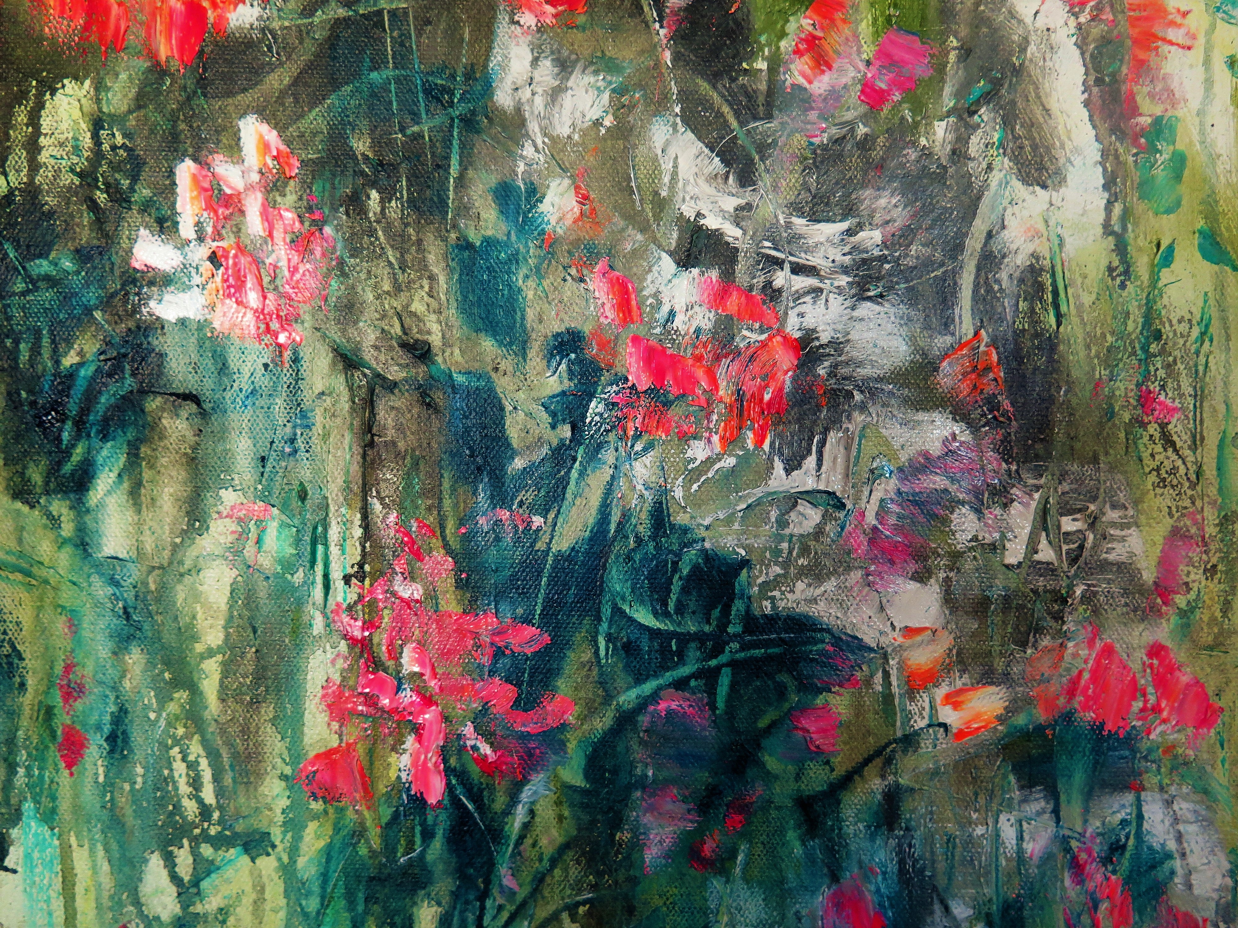 36x24x1 - Original Painting - Ambers Garden -oil and cold wax painting