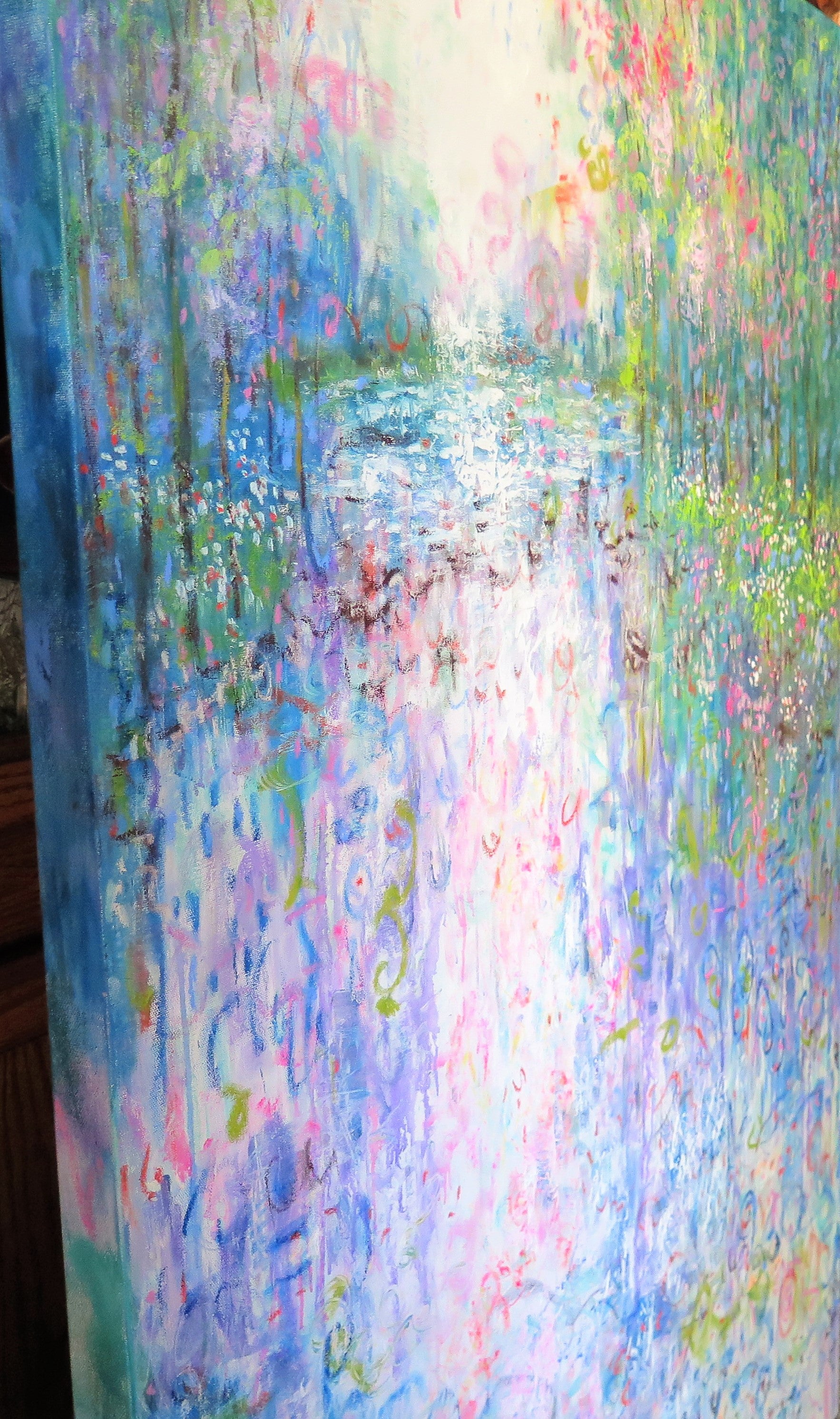Spring Wildflower pond - Large painting 60 x 48 x 1.5 - oil