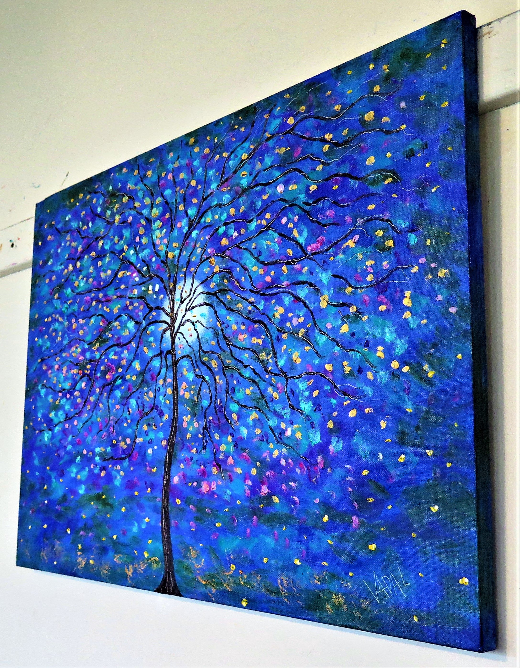 Original painting - Firefly Flight 24 x 18 x 1 - oilpainting