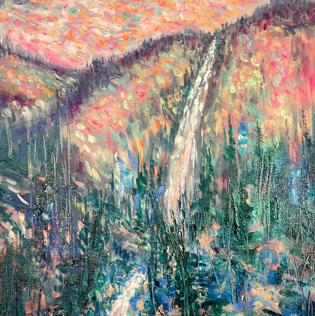 16x20x3/4 Original painting - California Yosemite Waterfall, Spring and Wildflowers