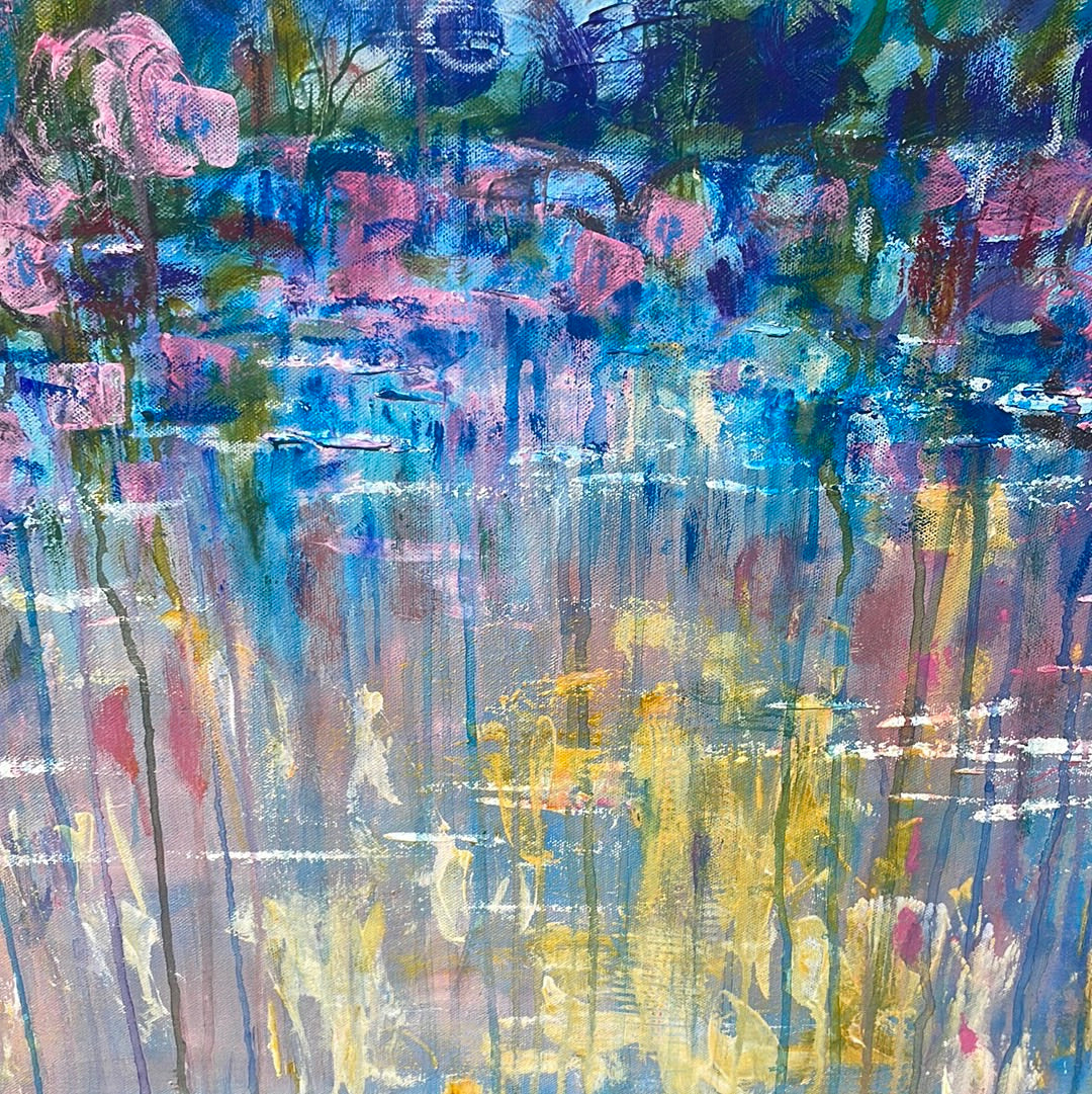 40x30x1.5 - Original Painting - Abstract Wildflower Stream -oil and cold wax