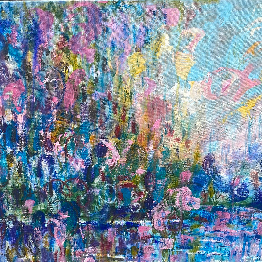 40x30x1.5 - Original Painting - Abstract Wildflower Stream -oil and cold wax