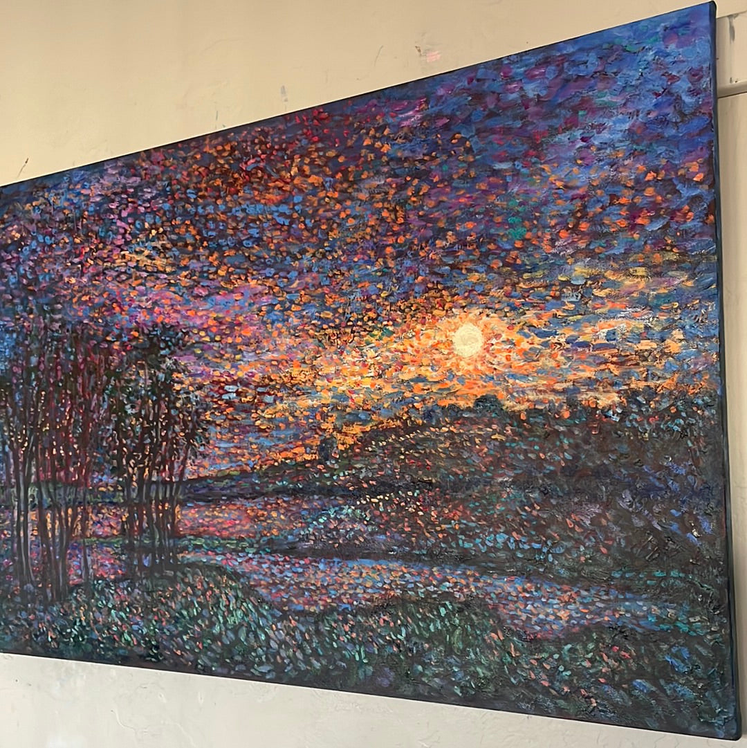 Original painting - Sunset off our deck -lk don Pedro   - 36 x 24 x 1