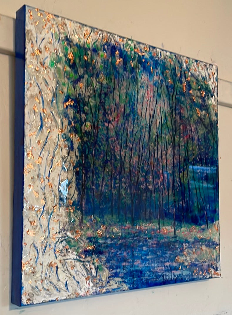 Original painting - Springtime woodland stream