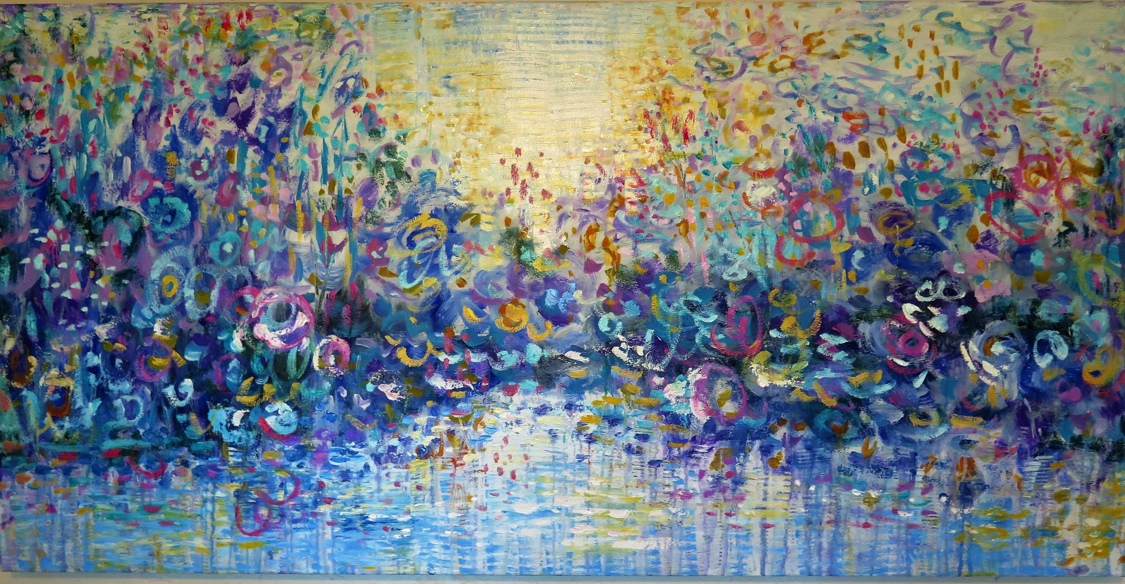 Original painting - Heavens Springtime  48 x 24 -mixed medium -large painting
