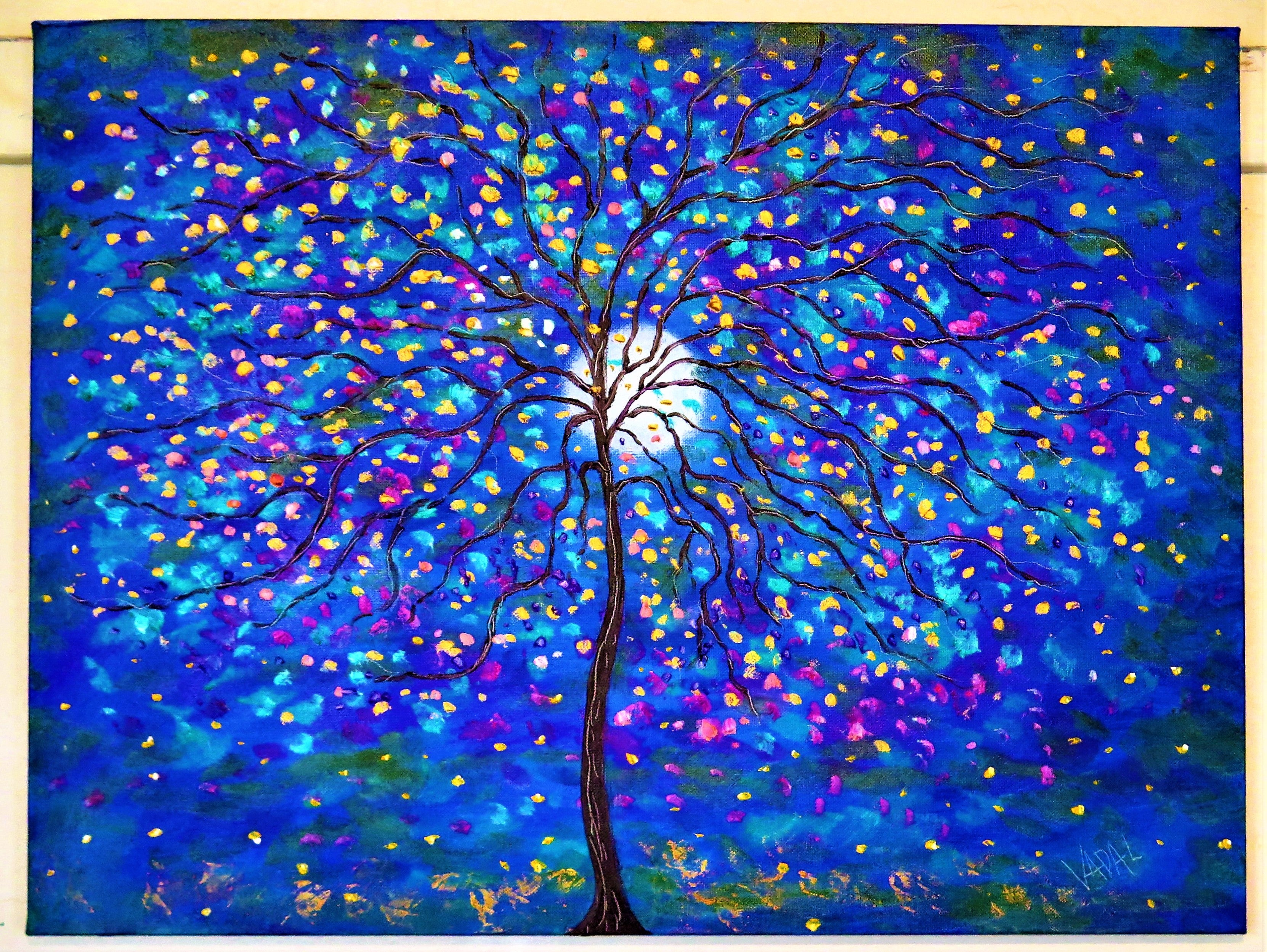Original painting - Firefly Flight 24 x 18 x 1 - oilpainting